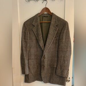 Spaldings Custom Made Camel Hair Plaid Blazer Brown Black Vintage Chicago
